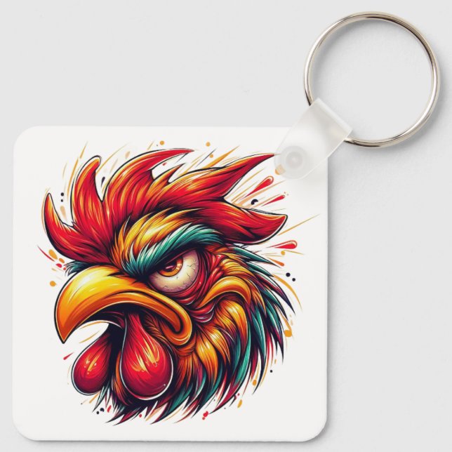 "Gomer Rooster" Double Sided Aluminium Keychain (Back)