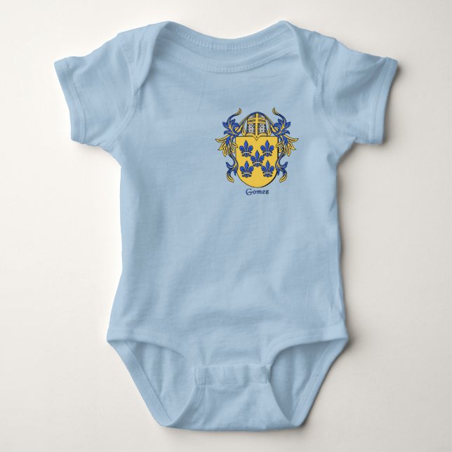 Gomez Historical Shield with Helm and Mantle Baby Bodysuit (Front)