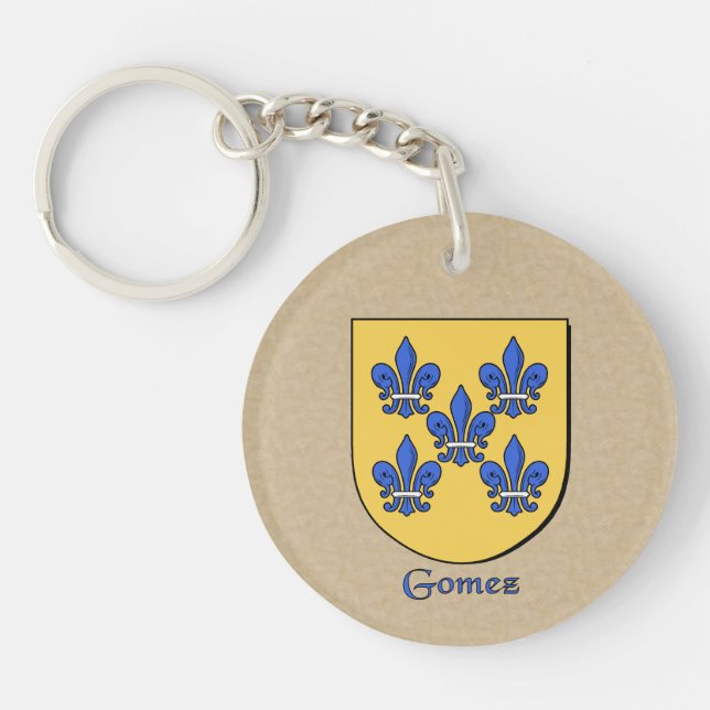 Gomez Historical Shield with Spanish Flag Key Ring (Front)