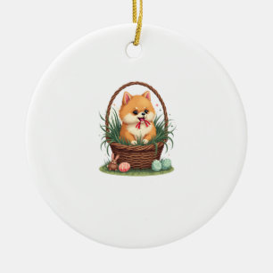 Gomi's Easter Mess Vintage Cute Easter Dog Vector  Ceramic Ornament