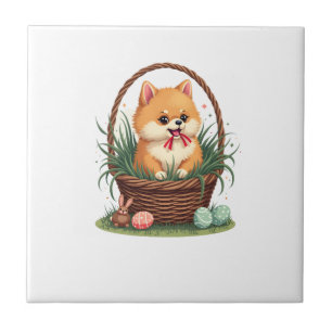 Gomi's Easter Mess Vintage Cute Easter Dog Vector Ceramic Tile