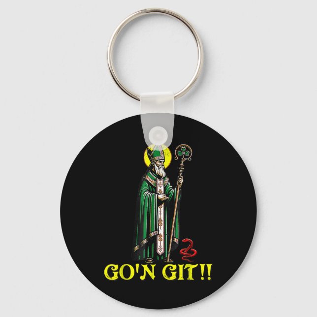 G'on Git Funny St Patricks Day Shamrock St Patty P Key Ring (Front)