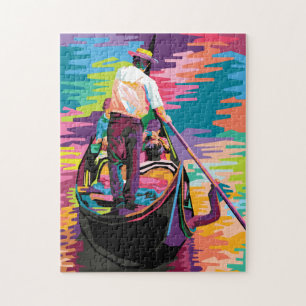 Gondola in Venice Italy Colourful Pop Art Jigsaw Puzzle
