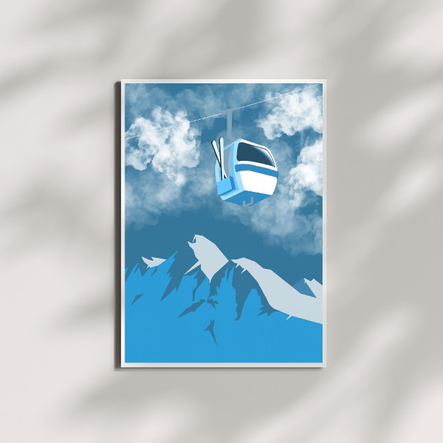 Gondola Ride | Ski Mountain Winter Painting Poster (Creator Uploaded)