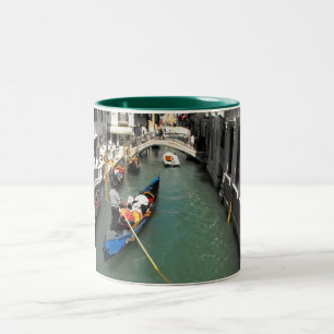 Gondolas and tourists in Venice Two-Tone Coffee Mug