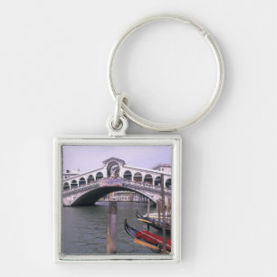 Gondolas and tourists near the Rialto Bridge Key Ring