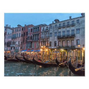 Gondolas at Dusk  Venice Italy Photo Print