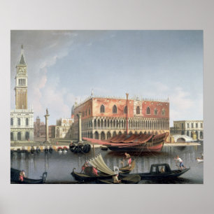 Gondolas before St. Marks Square, Venice Poster