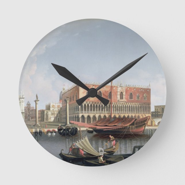 Gondolas before St. Marks Square, Venice Round Clock (Front)