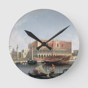 Gondolas before St. Marks Square, Venice Round Clock
