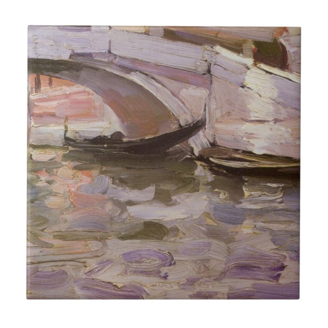 Gondolas by John Singer Sargent, Impressionism Art Ceramic Tile (Front)