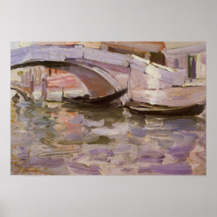 Gondolas by Sargent, Vintage Victorian Fine Art Poster
