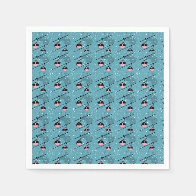 Gondolas in a snowstrom napkin (Front)