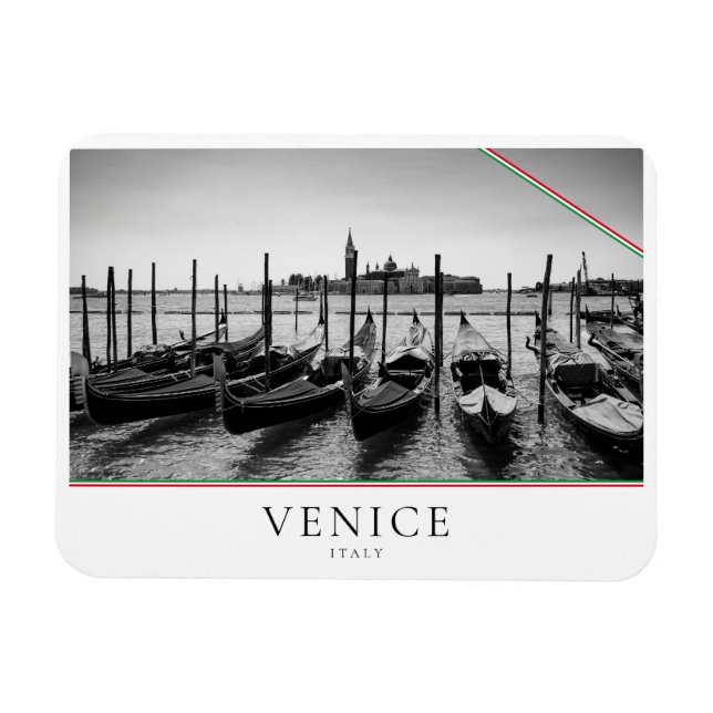 Gondolas in Venice in black and white Magnet (Horizontal)