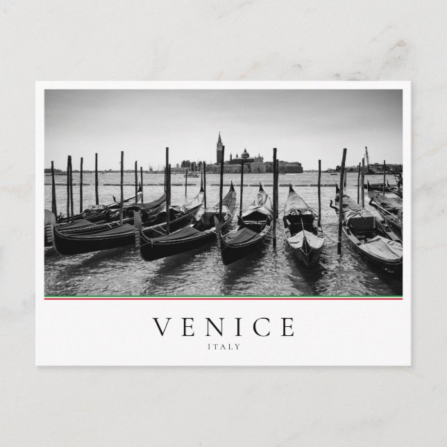 Gondolas in Venice in black and white Postcard (Front)