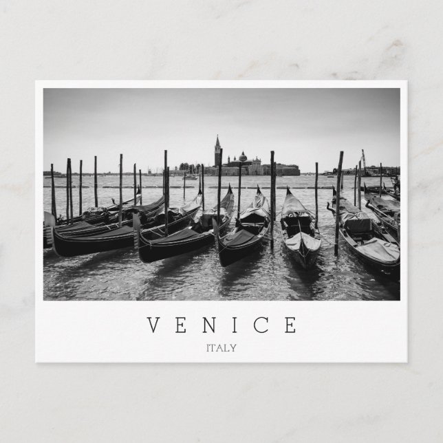 Gondolas in Venice in black and white Postcard (Front)