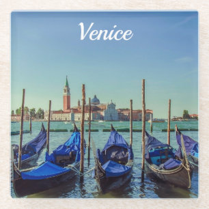 Gondolas in Venice, Italy Glass Coaster