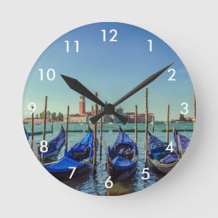 Gondolas in Venice, Italy Round Clock