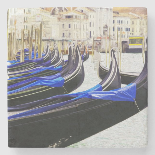 Gondolas In Venice, Italy Stone Coaster (Front)