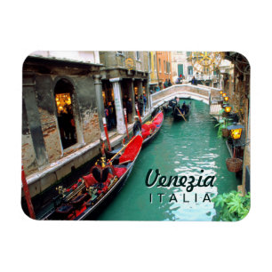 Gondolas On A Small Canal In Venice Magnet