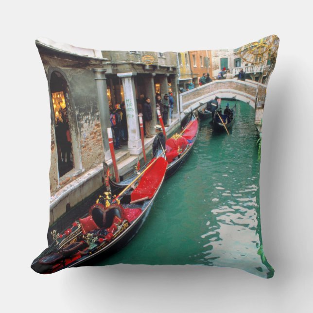 Gondolas on a Venetian canal Cushion (Front)