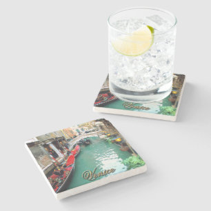 Gondolas on a Venetian canal Stone Coaster