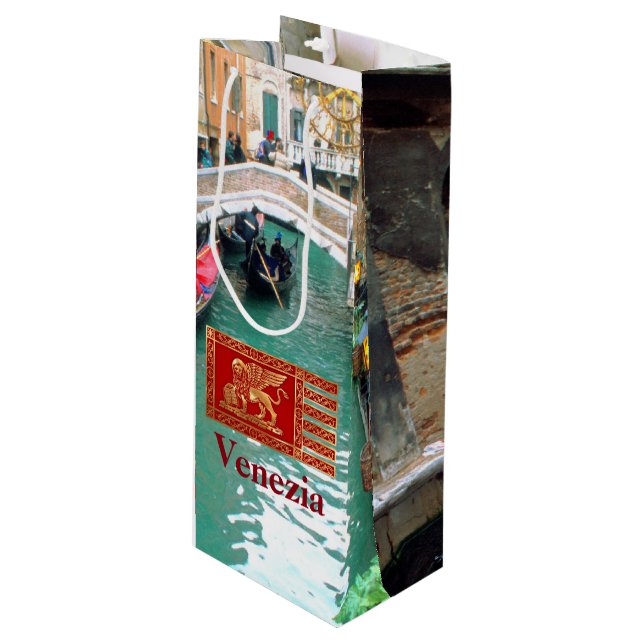 Gondolas on a Venetian canal Wine Gift Bag (Front Angled)