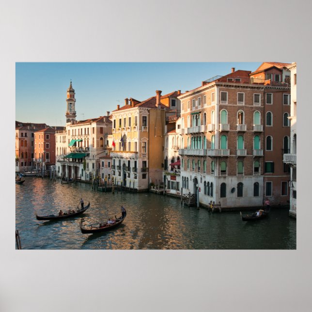 Gondolas on canal Venice Italy Poster (Front)