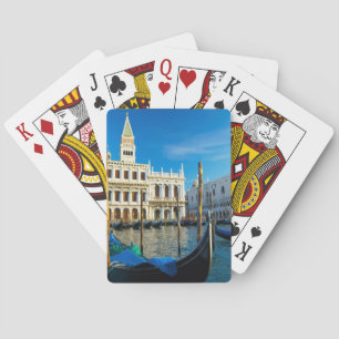 Gondolas On Grand Canal Near Doge's Palace Playing Cards