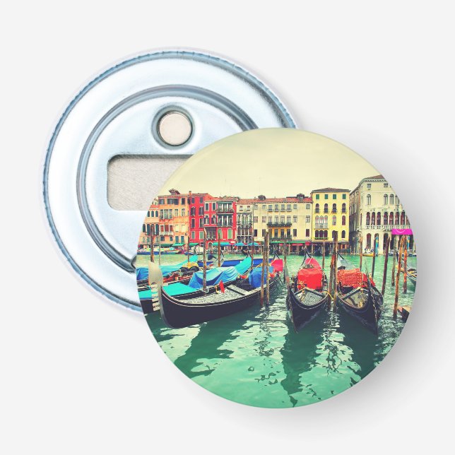 Gondolas On Grand Canal, Venice, Italy. Retro Bottle Opener (Front)