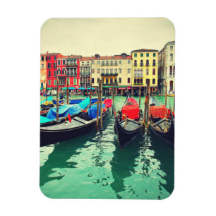 Gondolas On Grand Canal, Venice, Italy. Retro Magnet