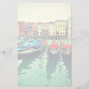 Gondolas On Grand Canal, Venice, Italy. Retro Stationery