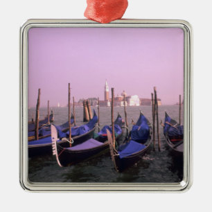 Gondolas ready for tourists in Venice Italy Metal Ornament
