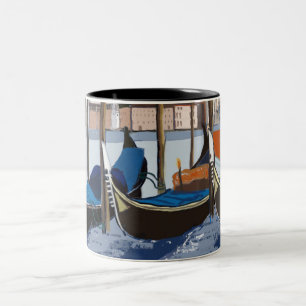 Gondolas Tethered by St Marks Square Venice  Two-Tone Coffee Mug