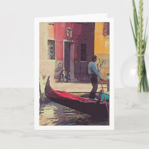 "Gondolier & Accordian Player in Venice" Card