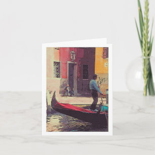 GONDOLIER, ACCORDIAN PLAYER, VENETIAN CANAL CARD