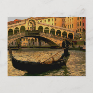 Gondolier and Rialto Bridge, Venice Postcard