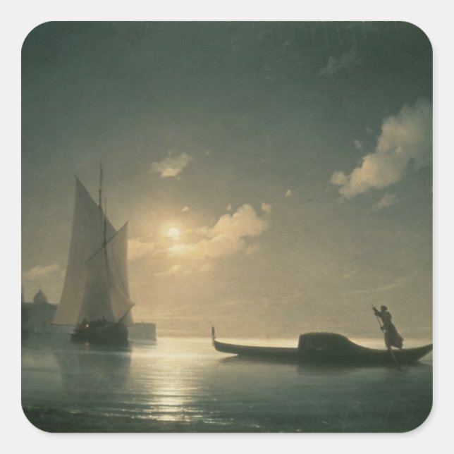 Gondolier at Sea by Night, 1843 Square Sticker (Front)