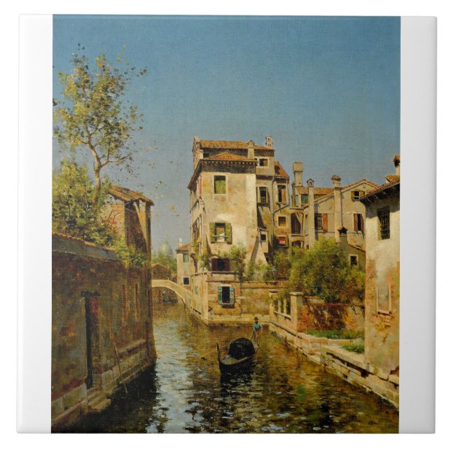 Gondolier on a Venetian Canal Ceramic Tile (Front)