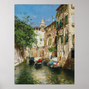 Gondoliers on a Venetian canal Rubens Santoro  Poster