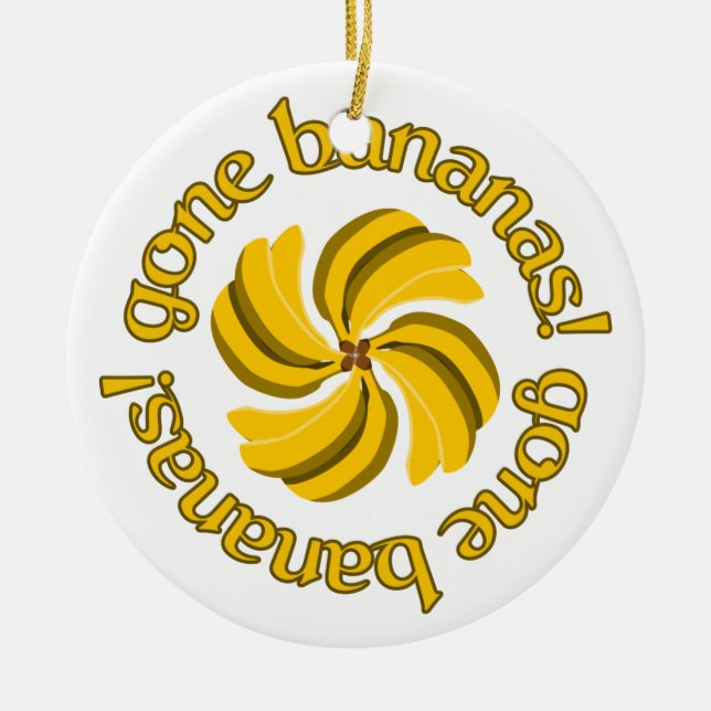 Gone Bananas! ornament, customise Ceramic Tree Decoration (Front)