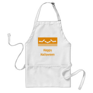Gone Batty Halloween Apron, Orange & White Standard Apron