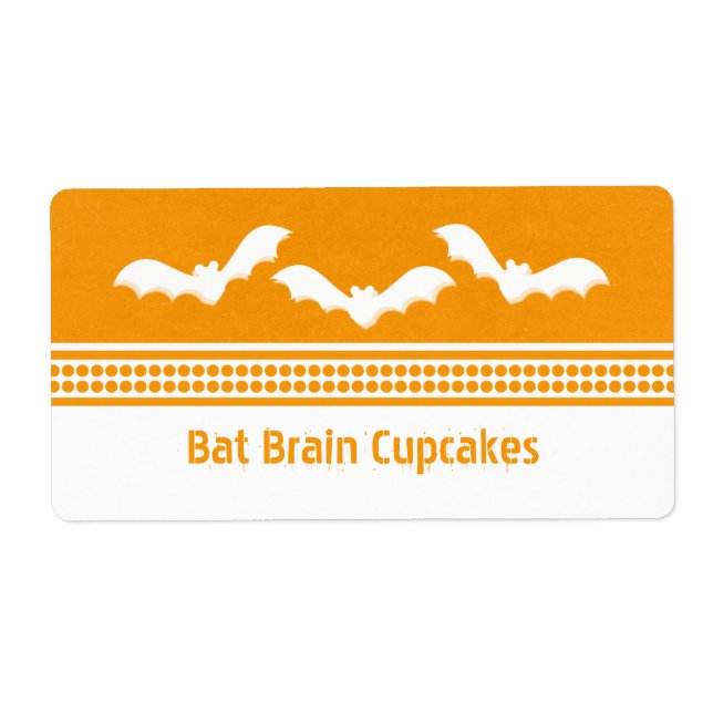 Gone Batty Halloween Baking Labels, Orange & White (Front)