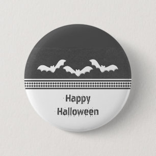Gone Batty Halloween Button, Dark Grey 6 Cm Round Badge