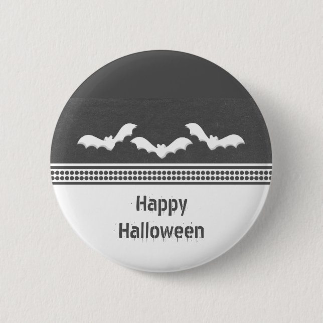 Gone Batty Halloween Button, Dark Grey 6 Cm Round Badge (Front)