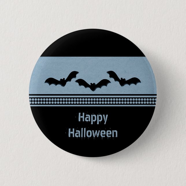 Gone Batty Halloween Button, Light Blue 6 Cm Round Badge (Front)