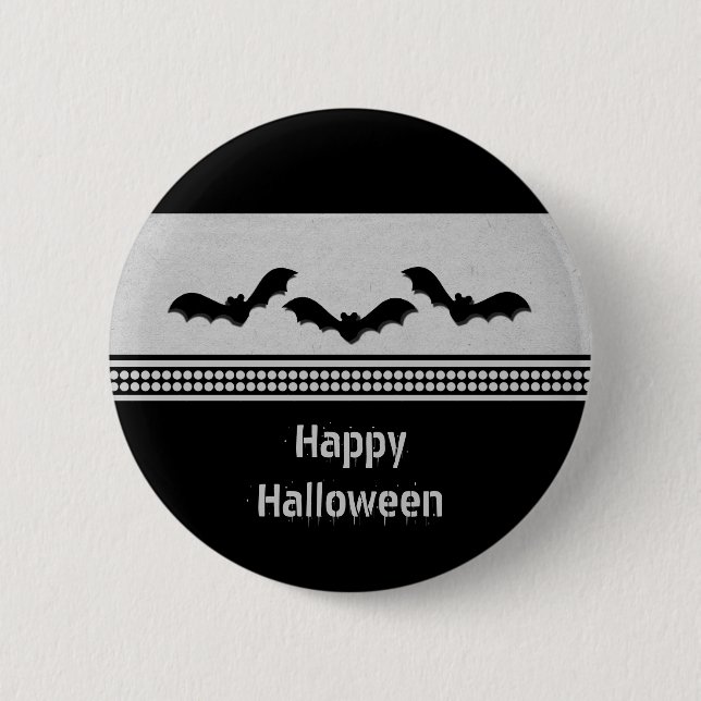 Gone Batty Halloween Button, Light Grey 6 Cm Round Badge (Front)