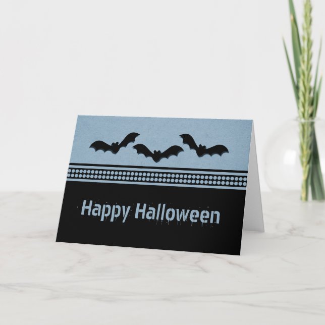 Gone Batty Halloween Card, Light Blue Card (Front)