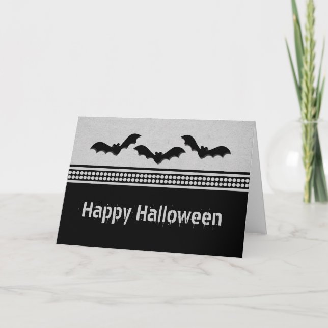 Gone Batty Halloween Card, Light Grey Card (Front)