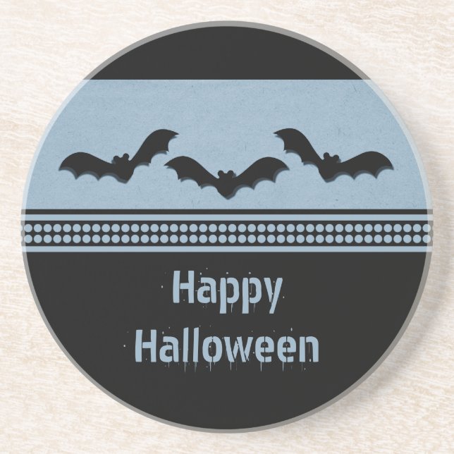 Gone Batty Halloween Coaster, Light Blue Coaster (Front)